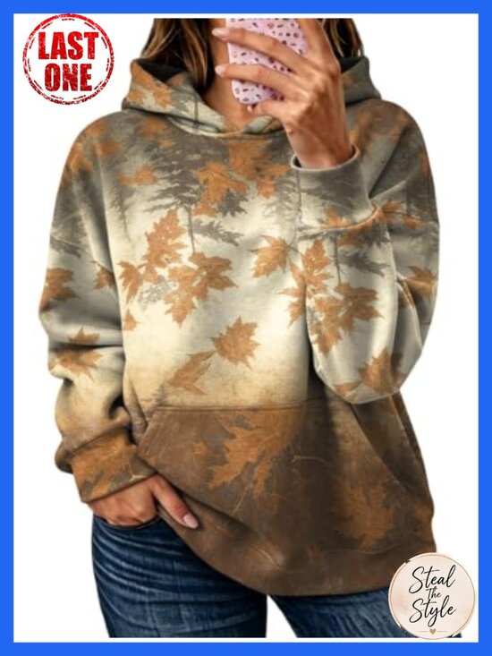 Tops - Plus Size Oversized Hoodie Long Sleeve Pullover with Pocket